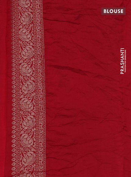 Chiniya silk saree purple and red with allover bandhani prints & zari weaves and zari woven border