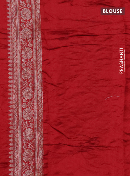 Chiniya silk saree green and red with allover bandhani prints & zari weaves and zari woven border