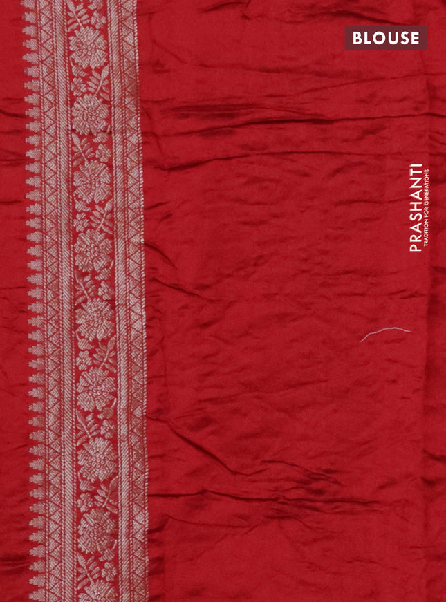 Chiniya silk saree green and red with allover bandhani prints & zari weaves and zari woven border