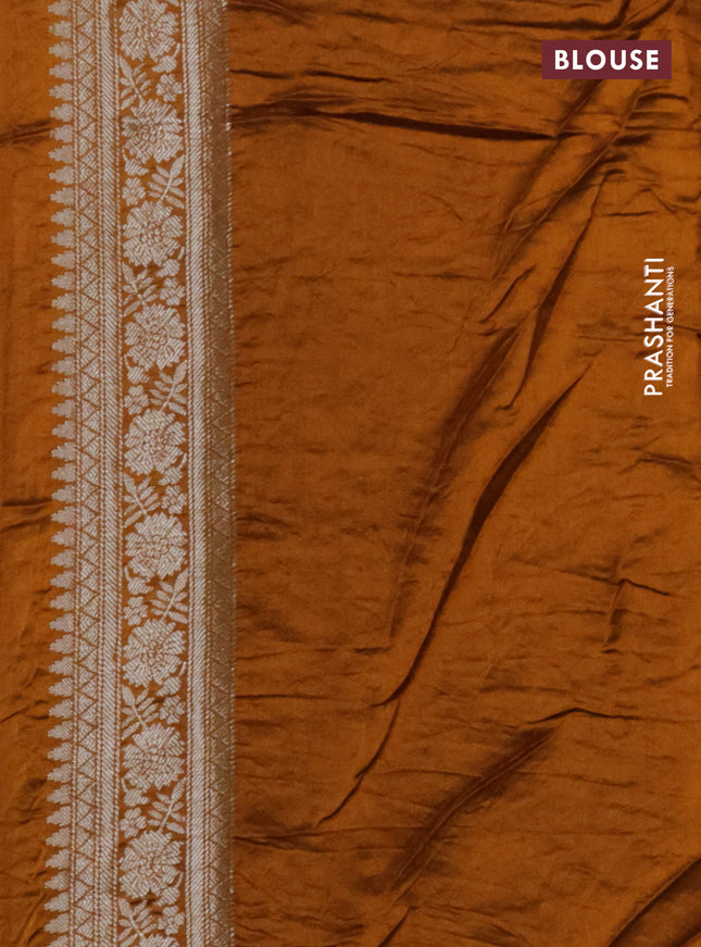 Chiniya silk saree green and mustard yellow with allover bandhani prints & zari weaves and zari woven border