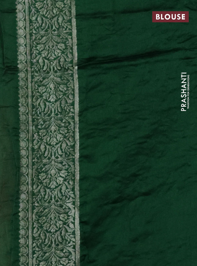 Chiniya silk saree red and green with allover bandhani prints & zari weaves and zari woven border