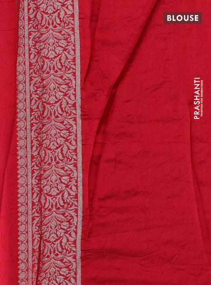 Chiniya silk saree green and red with allover bandhani prints & zari weaves and zari woven border
