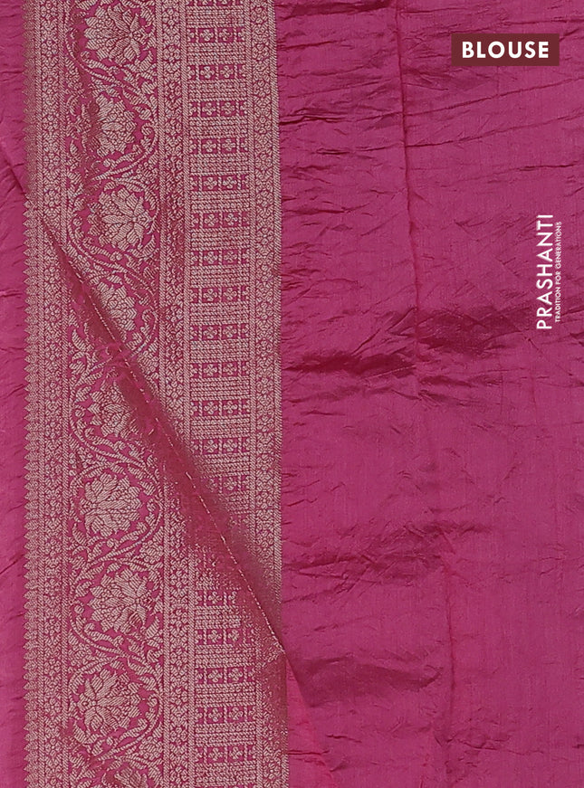 Chiniya silk saree pastel pink and pink shade with allover bandhani prints & zari weaves and zari woven border