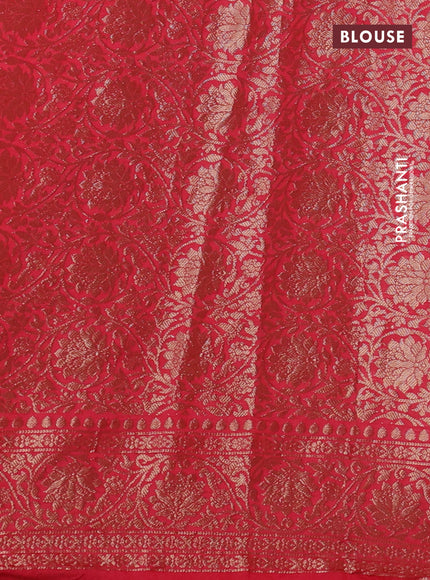 Chiniya silk saree peach shade and red shade with allover bandhani prints & zari weaves and zari woven border