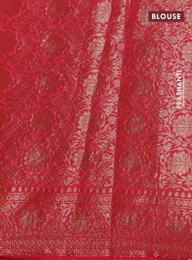 Chiniya silk saree peach shade and red shade with allover bandhani prints & zari weaves and zari woven border