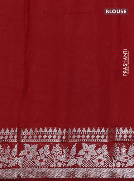 Chiniya silk saree peach shade and maroon with zari woven buttas and zari woven border