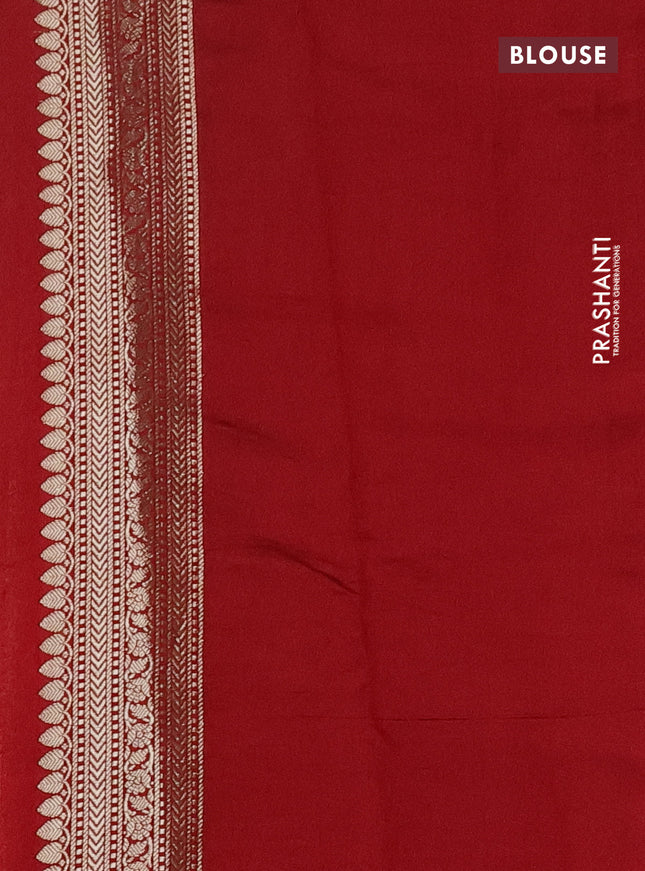 Chiniya silk saree peach shade and maroon with allover zari weaves and zari woven border