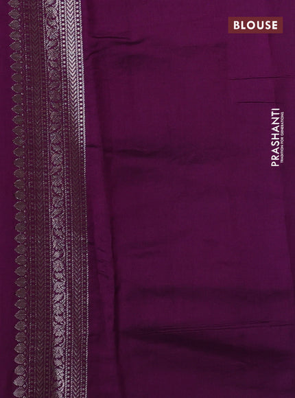Chiniya silk saree pastel blue and wine shade with allover zari weaves and zari woven border