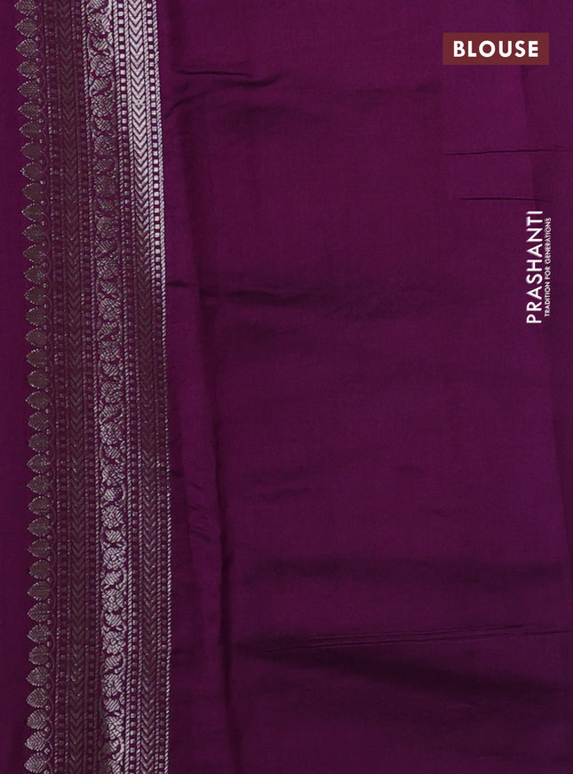 Chiniya silk saree pastel blue and wine shade with allover zari weaves and zari woven border