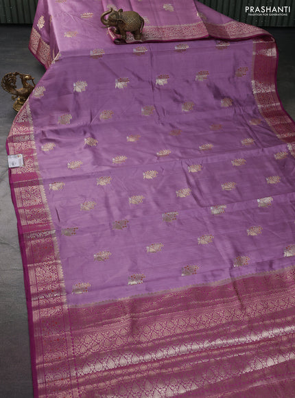 Chiniya silk saree pastel purple and magenta pink with zari woven buttas and zari woven border