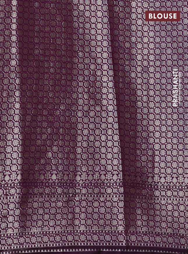 Chiniya silk saree pastel blue and wine shade with allover zari weaves and zari woven border