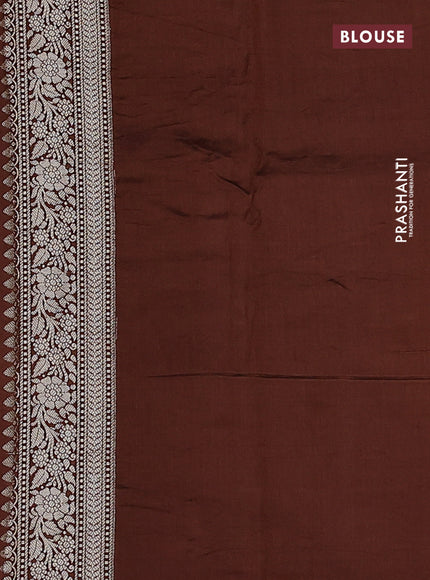 Chiniya silk saree yellow and coffee brown with allover zari weaves and zari woven border