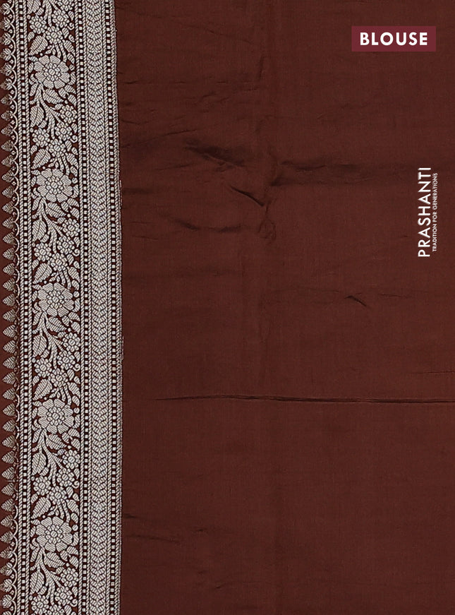 Chiniya silk saree yellow and coffee brown with allover zari weaves and zari woven border