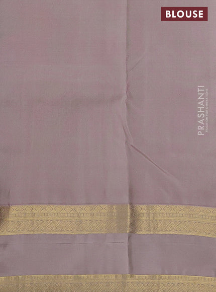 Pure kanchipuram silk saree teal blue and sandal with zari woven buttas and rettapet zari woven border