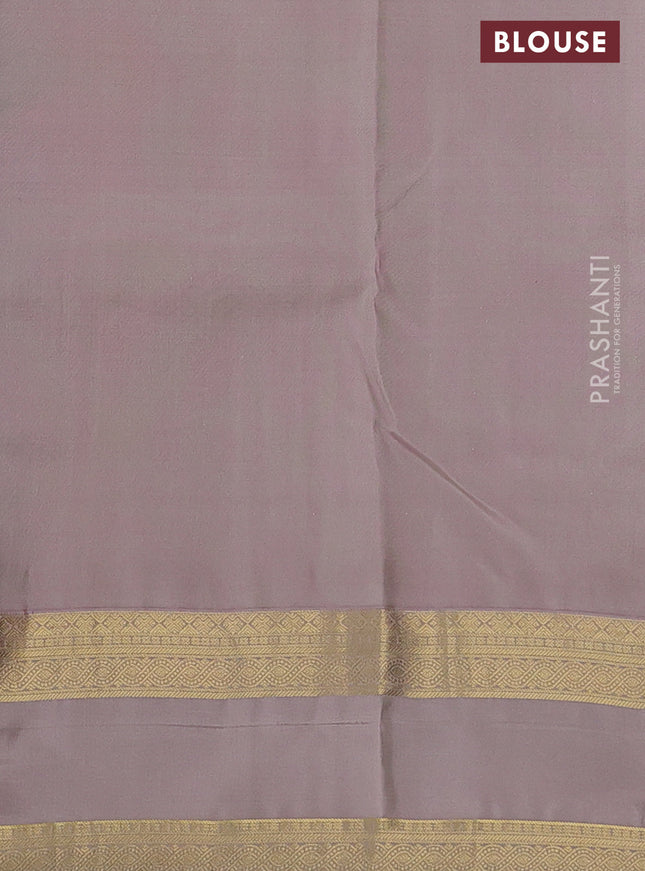 Pure kanchipuram silk saree teal blue and sandal with zari woven buttas and rettapet zari woven border