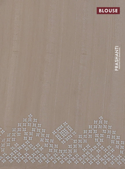 Semi tussar saree cream with embroidery work buttas and embroidery mirror work border