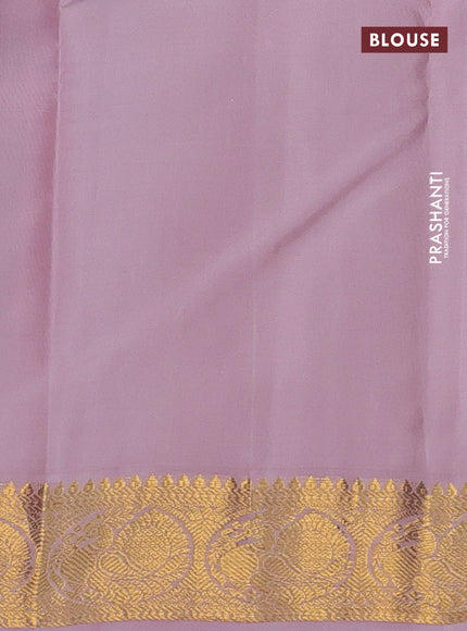Pure kanchipuram silk saree teal blue and pastel pink with zari woven buttas and zari woven korvai border