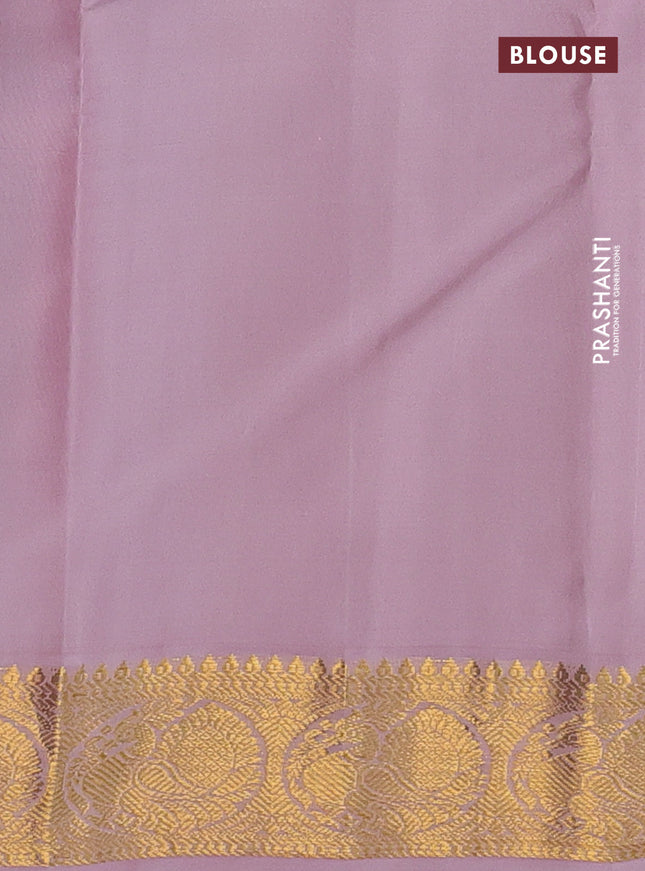 Pure kanchipuram silk saree teal blue and pastel pink with zari woven buttas and zari woven korvai border