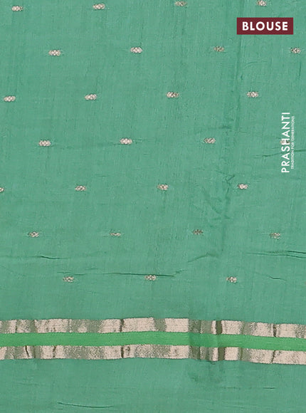 Semi chanderi saree green shade with zari woven buttas and embroidery border