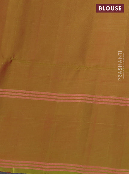 Kanchipuram soft silk saree pink and dual shade of greenish red with zari woven buttas and rettapet zari woven border