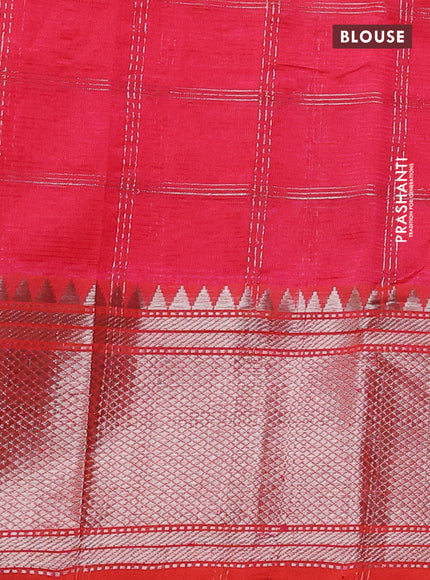Mangalgiri silk cotton saree dual shade of pink with allover silver zari woven checked pattern and silver zari woven border