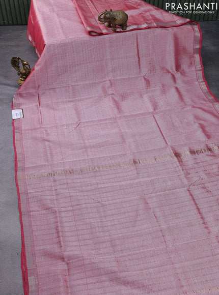 Mangalgiri silk cotton saree red shade with allover zari woven checked pattern and long silver zari woven border