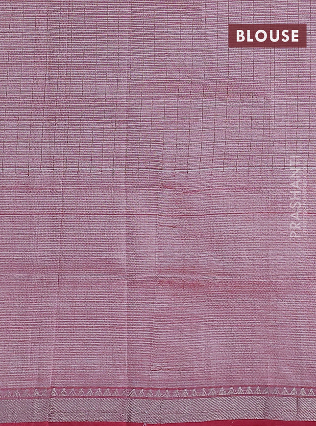 Mangalgiri silk cotton saree red shade with allover zari woven checked pattern and long silver zari woven border