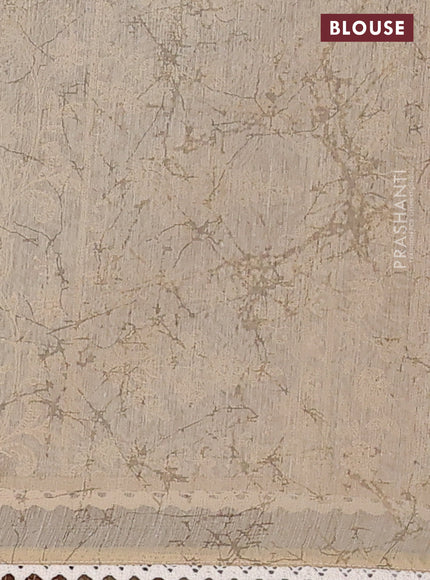 Semi chanderi saree pastel brown and beige with allover ajrakh prints and embroidery pallu