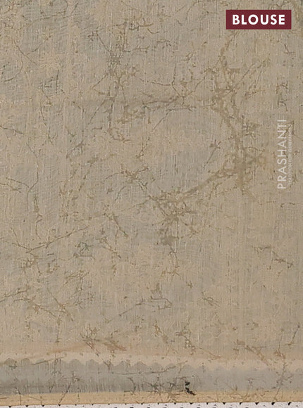 Semi chanderi saree green and beige with allover ajrakh prints and embroidery pallu