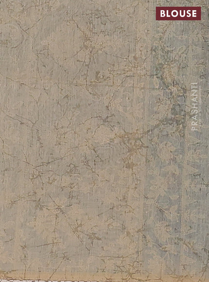 Semi chanderi saree blue and beige with allover ajrakh prints and embroidery pallu