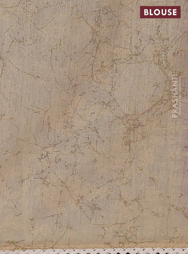 Semi chanderi saree purple and beige with allover ajrakh prints and embroidery pallu