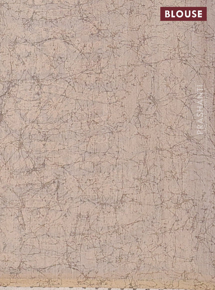 Semi chanderi saree peach shade and beige with allover batik ptrints and embroidery pallu