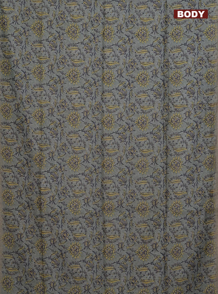 Semi chanderi saree greyish green and beige with allover prints and embroidery pallu