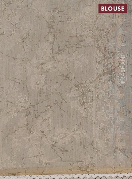 Semi chanderi saree blue and beige with allover ajrakh prints and embroidery pallu