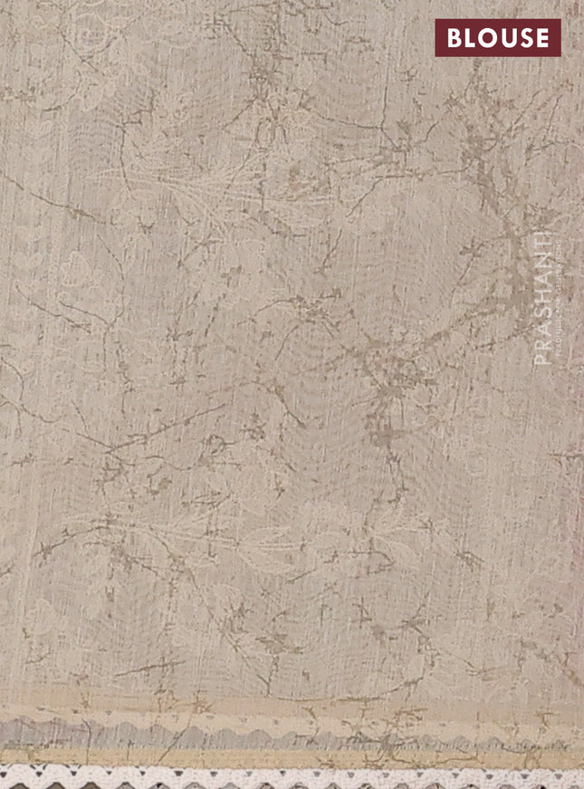 Semi chanderi saree pink and beige with allover ajrakh prints and embroidery pallu