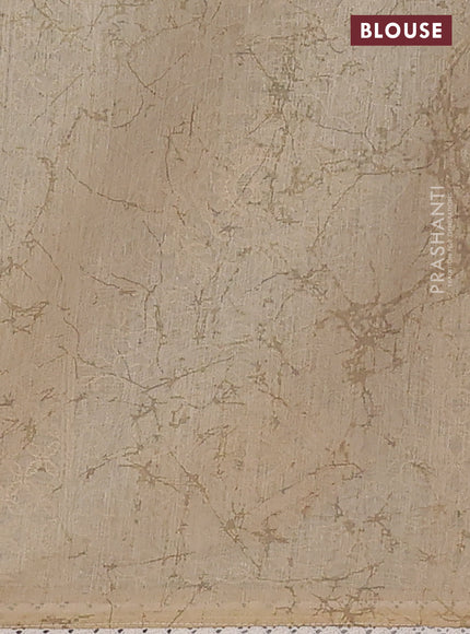 Semi chanderi saree grey and beige with allover ajrakh prints and embroidery pallu