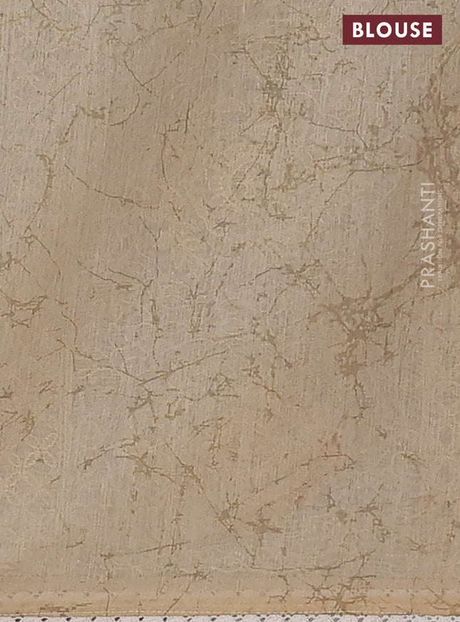 Semi chanderi saree grey and beige with allover ajrakh prints and embroidery pallu