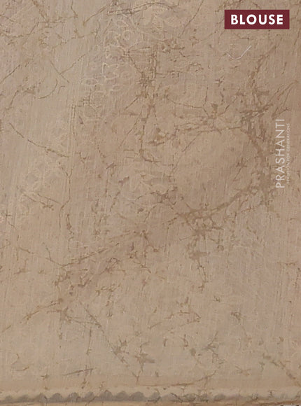 Semi chanderi saree red and beige with allover ajrakh prints and embroidery pallu