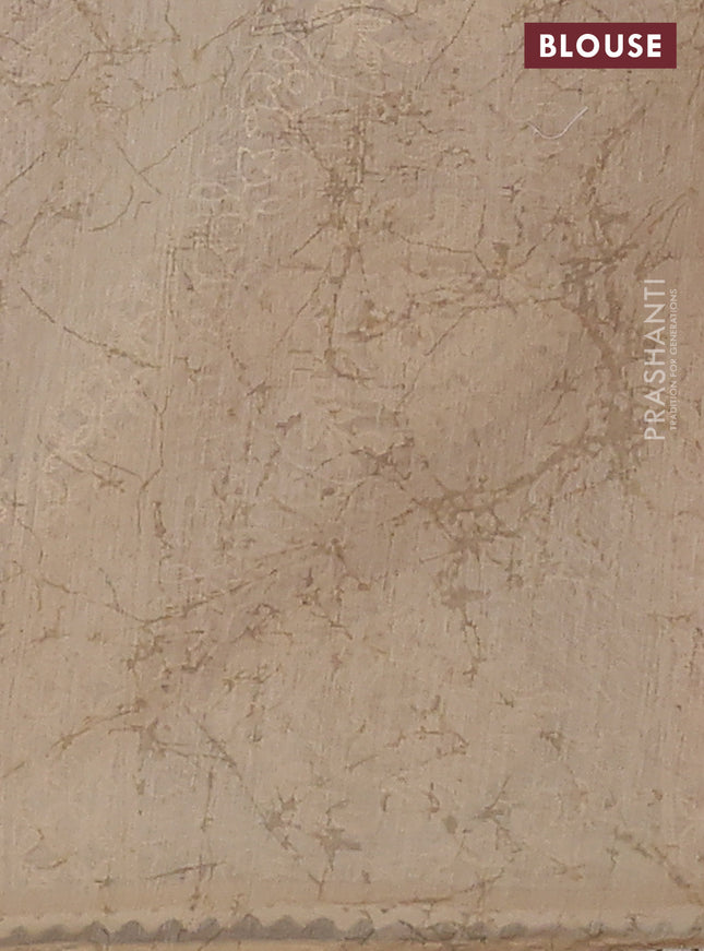 Semi chanderi saree red and beige with allover ajrakh prints and embroidery pallu