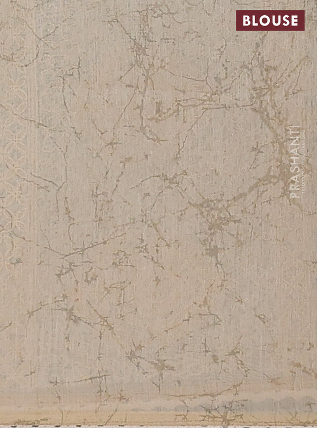 Semi chanderi saree grey yellow and beige with floral butta prints and embroidery pallu