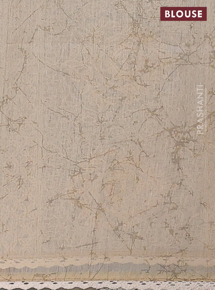 Semi chanderi saree grey pink and beige with floral butta prints and embroidery pallu