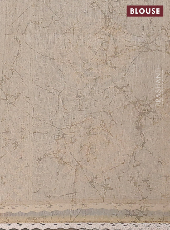 Semi chanderi saree grey pink and beige with floral butta prints and embroidery pallu