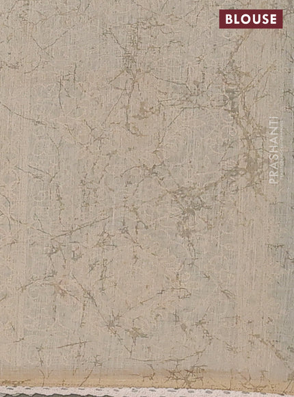 Semi chanderi saree grey green and beige with floral butta prints and embroidery pallu