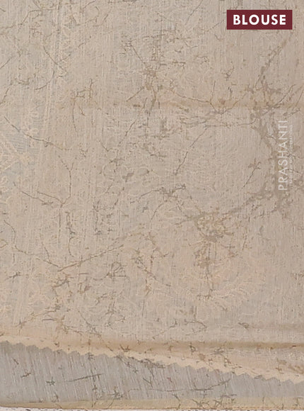 Semi chanderi saree grey orange and beige with floral butta prints and embroidery pallu