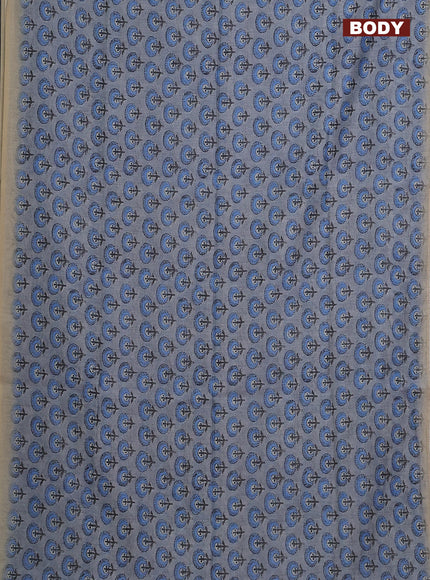 Semi chanderi saree grey blue and beige with floral butta prints and embroidery pallu