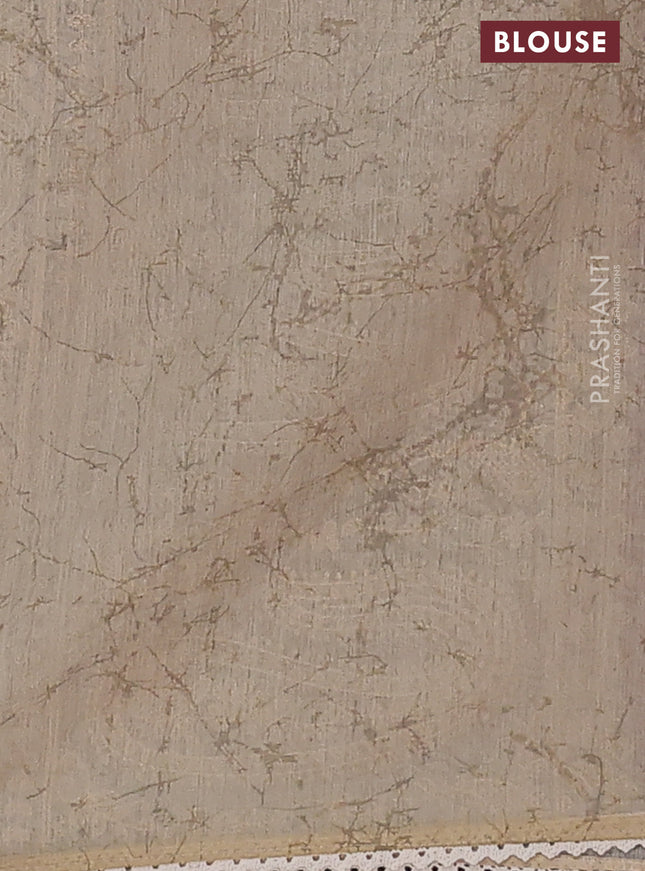 Semi chanderi saree maroon and beige with allover ajrakh prints and embroidery pallu