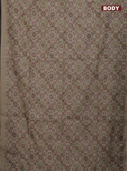 Semi chanderi saree cream and beige with allover ajrakh prints and embroidery pallu