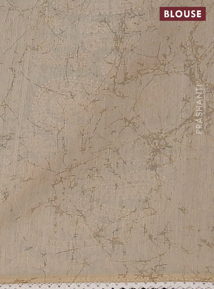 Semi chanderi saree cream and beige with allover ajrakh prints and embroidery pallu