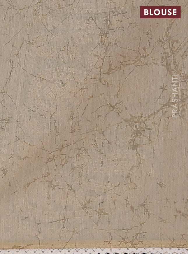 Semi chanderi saree cream and beige with allover ajrakh prints and embroidery pallu