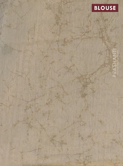 Semi chanderi saree blue and beige with allover ajrakh prints and embroidery pallu